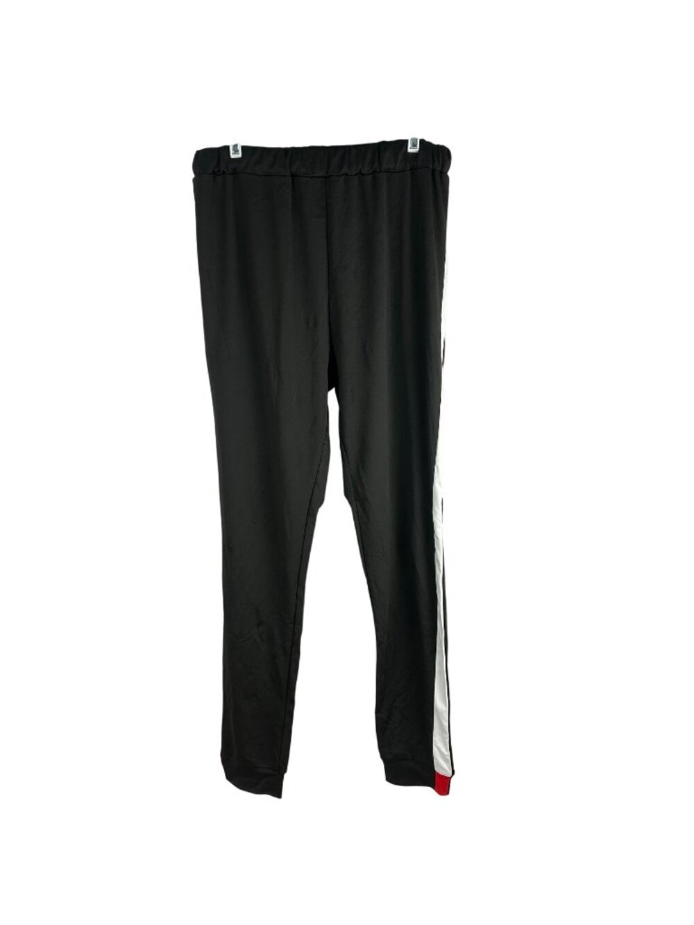 Black Athletic womens Track Pants XL With White Side Stripes Polyester Spandex